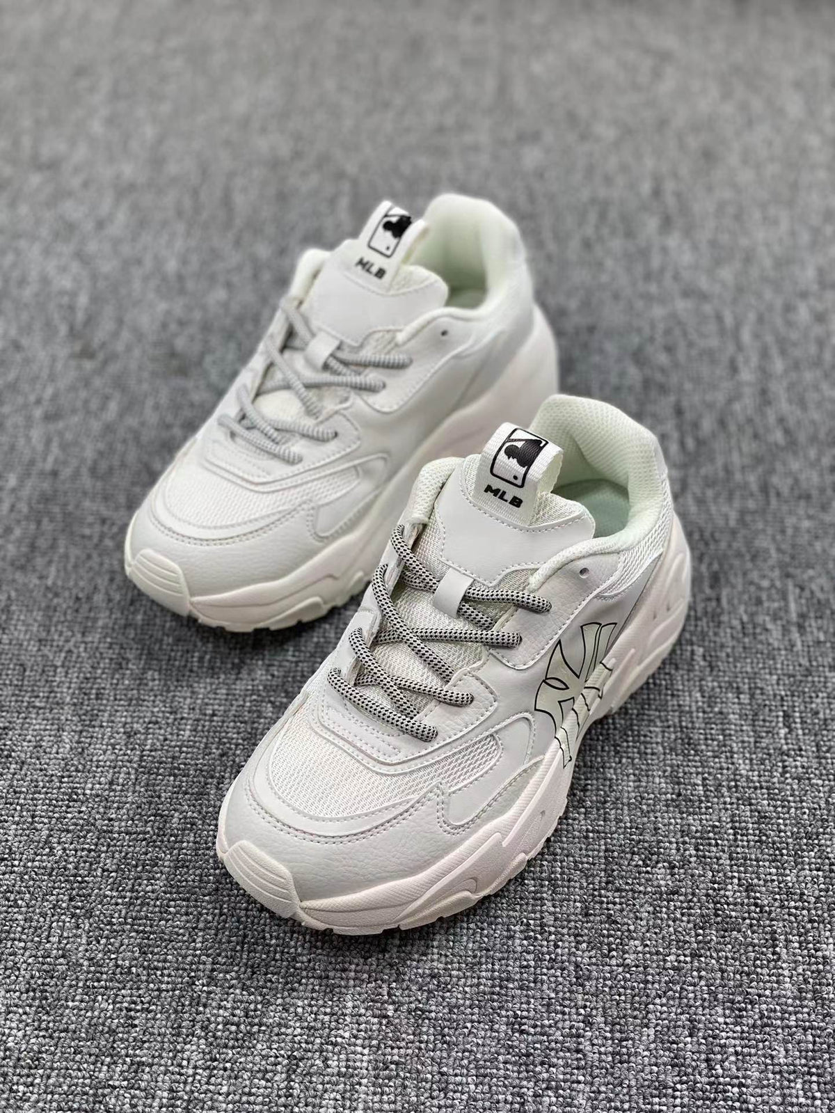 MLB White Chunky Low-Cut Sneakers - product image from the listing.