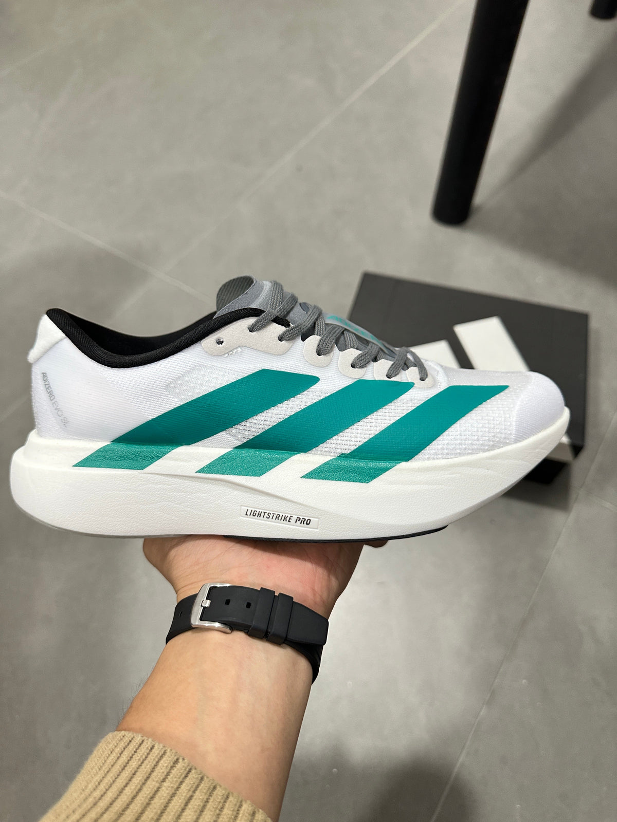 Adidas Lightstrike Pro Running Shoes in White Teal - product image from the listing.