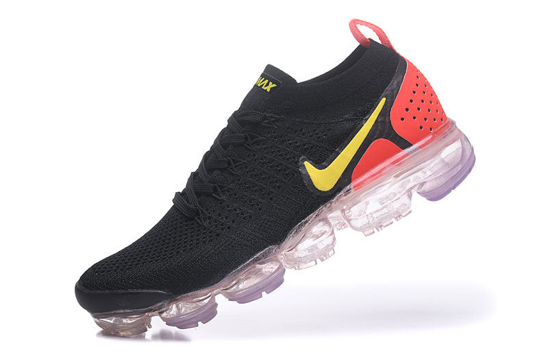 Nike Air VaporMax Flyknit 2 Sneakers in Black and Yellow - product image from the listing.