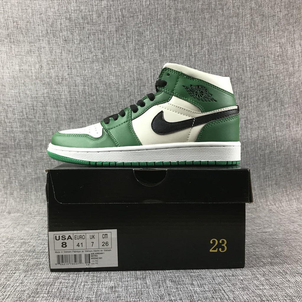 Air Jordan 1 Mid Celtics White Green Black Sneaker 852542-301 - product image from the listing.