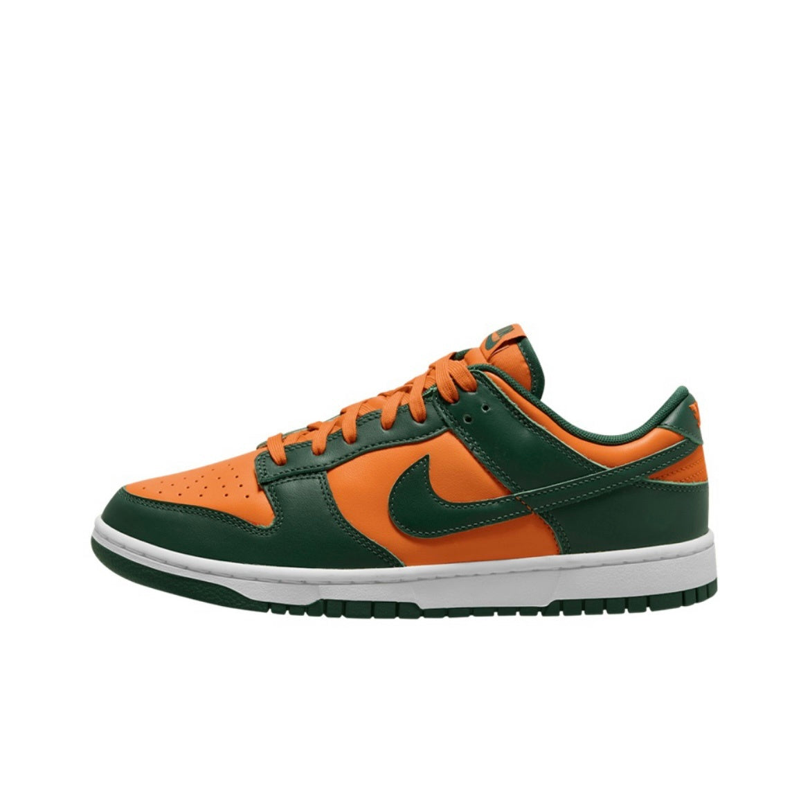 Nike Dunk Low Miami Hurricanes in Green and Orange DD1391-300 - product image from the listing.