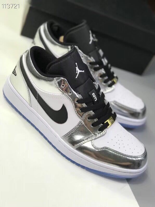 Jordan 1 Low Leonard Sneakers in Silver and White - product image from the listing.