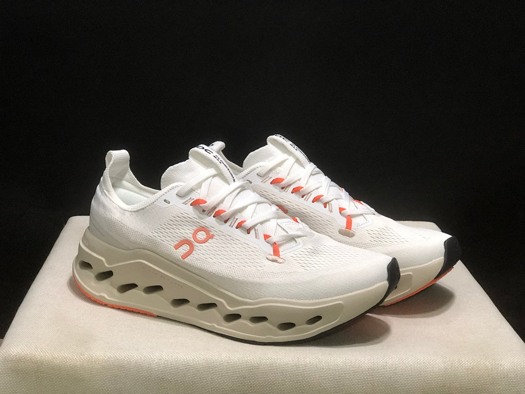 On Cloudsurfer Max Shoes for Running Ivory Salmon - product image from the listing.