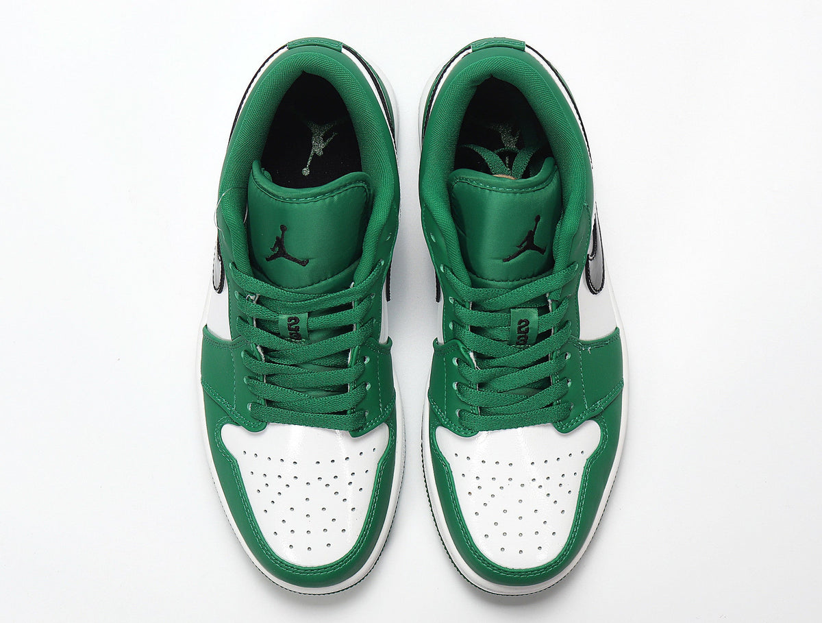Air Jordan 1 Low White and Green Sneakers 553558-301 - product image from the listing.