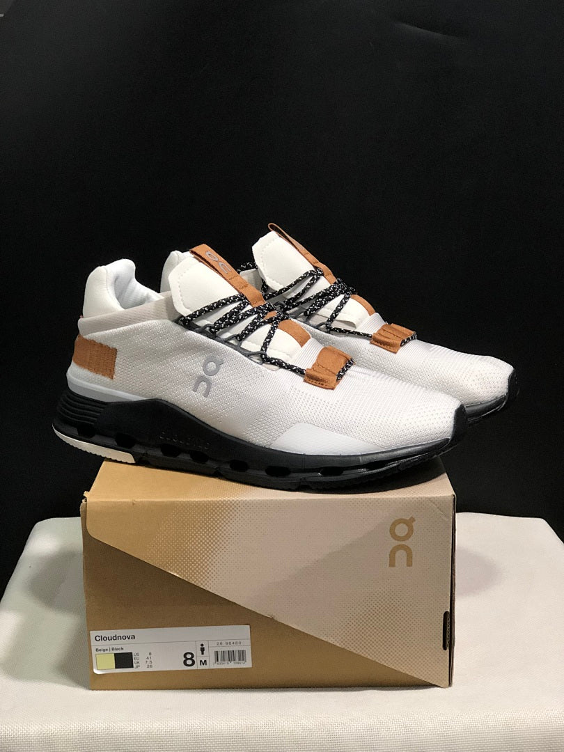 On Cloudnova Sneakers in White, in Black and Tan - product image from the listing.