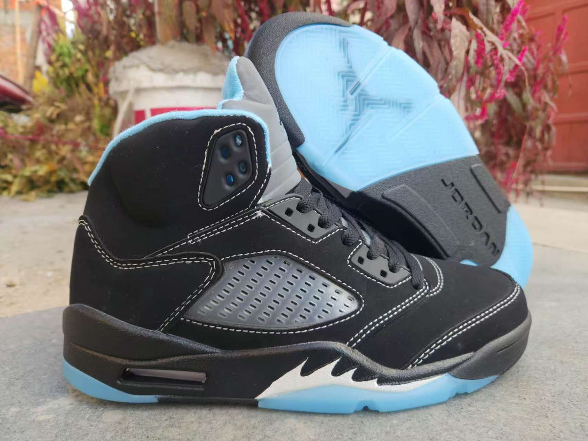 Air Jordan 5 Low in Black/University Blue - product image from the listing.