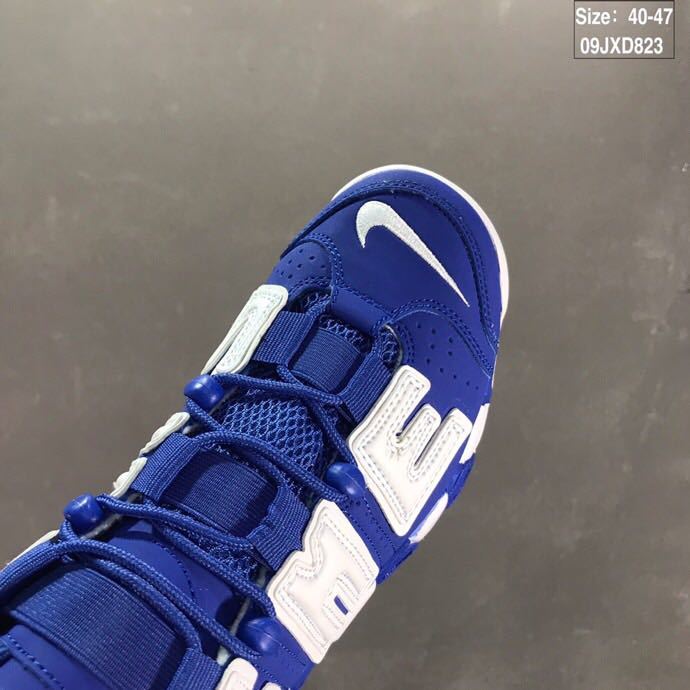 Nike Air More Uptempo Basketball Sneakers in White Blue 09JXD823 - product image from the listing.