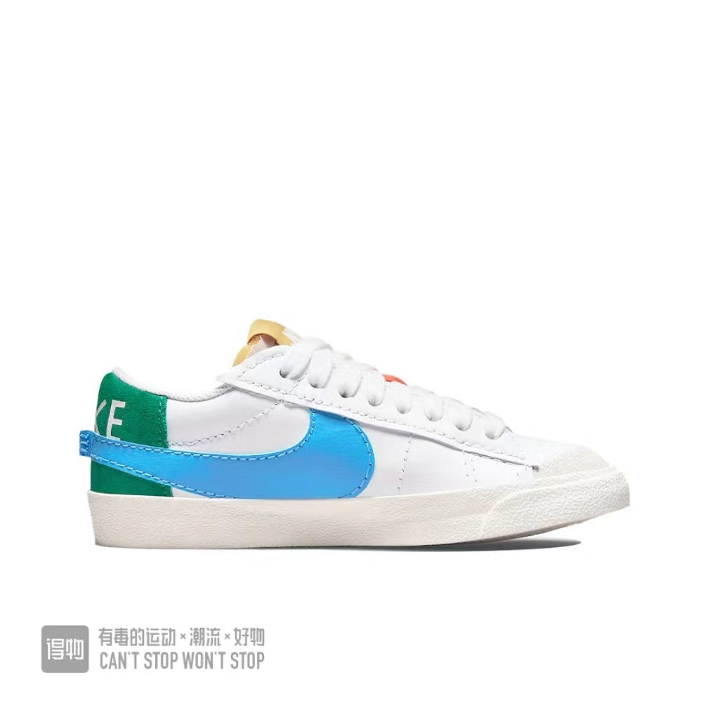 Nike Blazer Low 77 Sneakers in White Blue Green - product image from the listing.