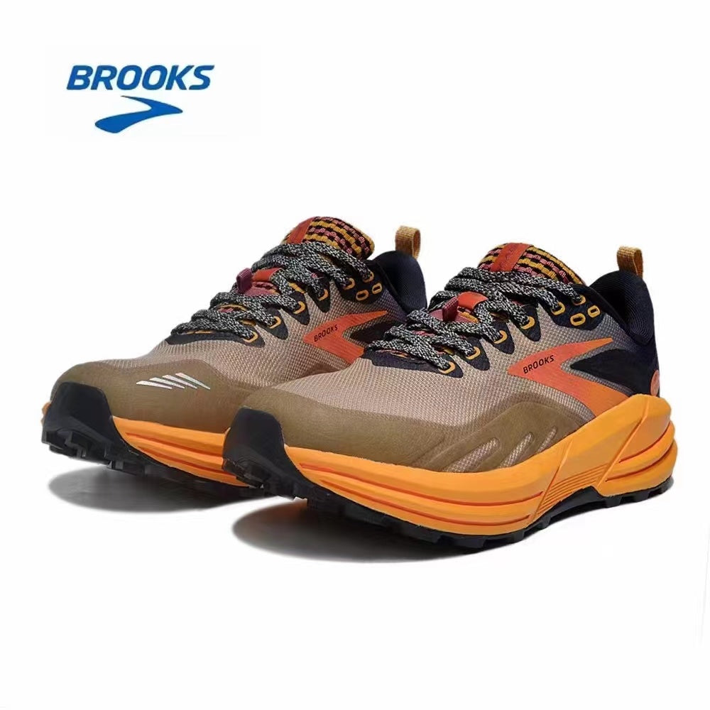Tan and Orange Brooks Cascadia 16 Trail Running Shoes - product image from the listing.