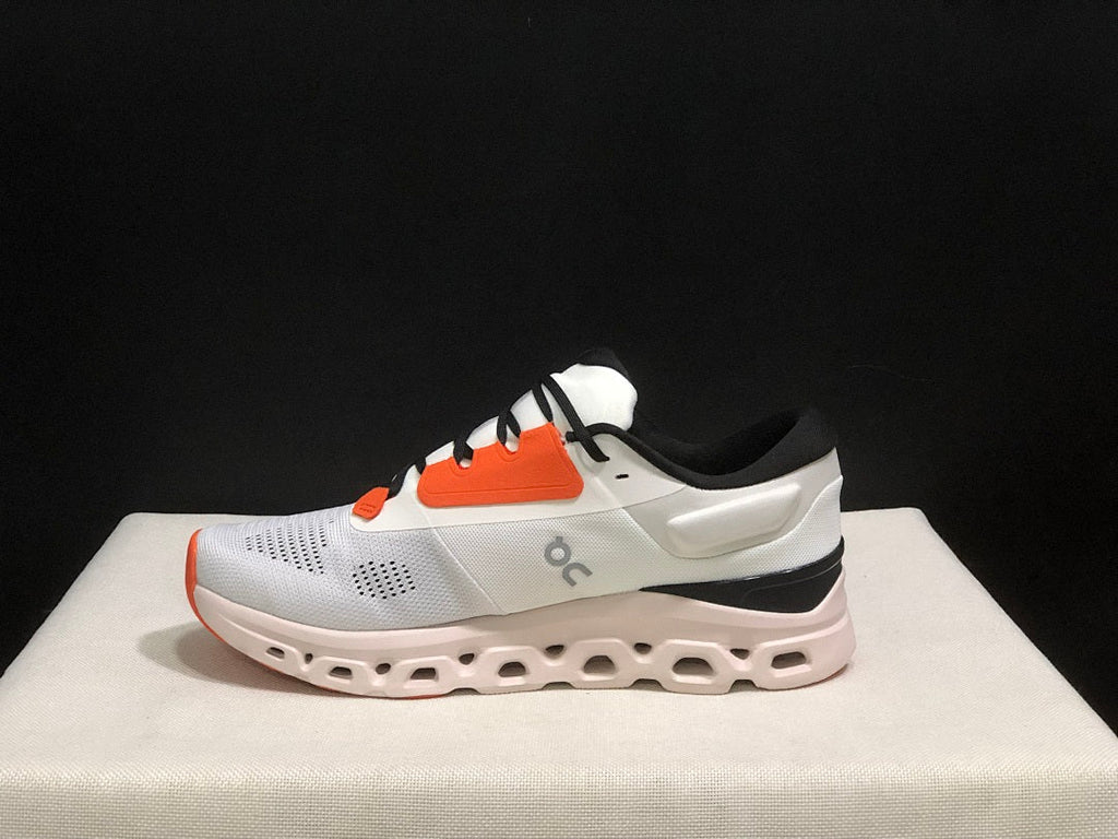 White and Orange On Cloudstratus 3 Running Shoes - product image from the listing.