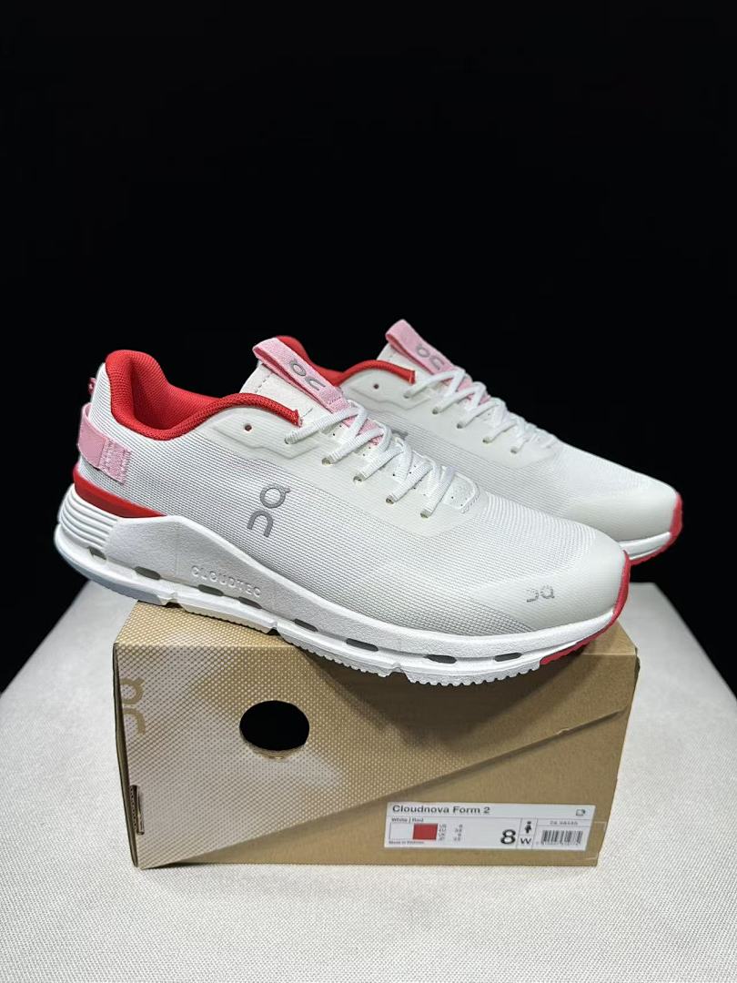 On Cloudnova Form 2 Sneakers in White and Red - product image from the listing.