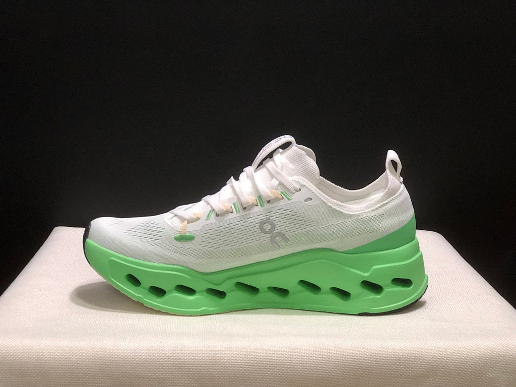 On Cloudsurfer Max Running Shoes in White Green - product image from the listing.