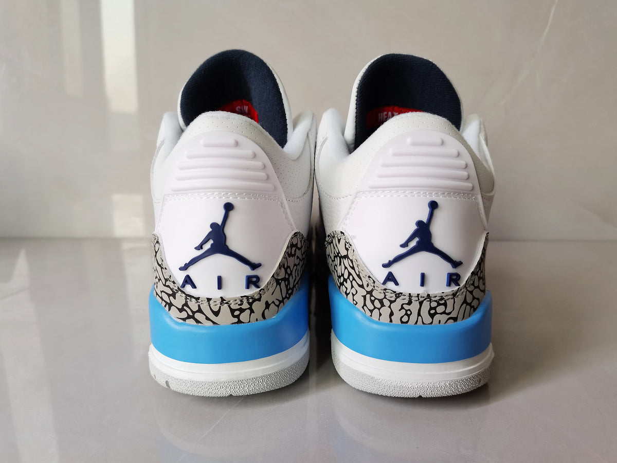Air Jordan 3 Retro White Blue Sneakers - product image from the listing.