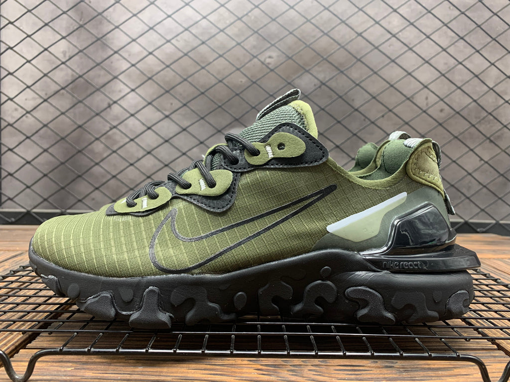Olive Green and Black Nike React Vision Sneakers - product image from the listing.
