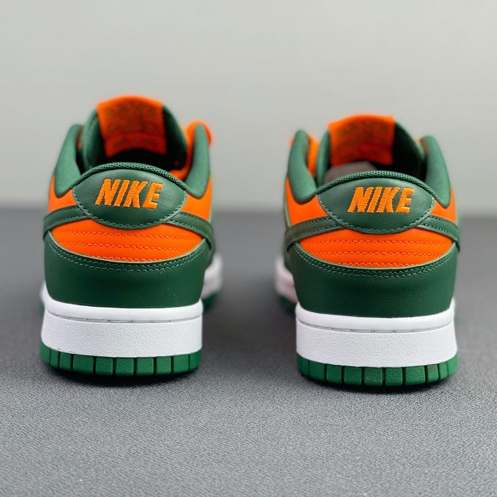 Nike Dunk Low Miami Hurricanes in Green and Orange DD1391-300 - product image from the listing.