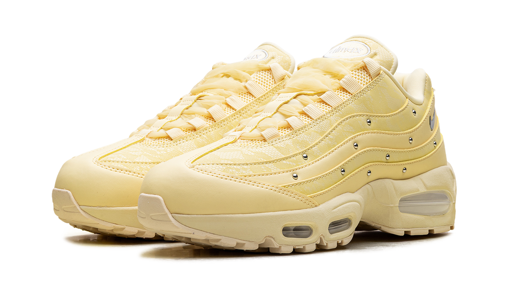 Women's Air Max 95 "Soft Yellow Silver Studded" IQ3444 722 - product image from the listing.
