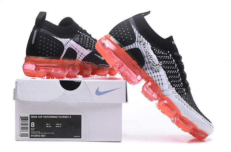 Nike Air VaporMax Flyknit 2 Sneakers in Black White Orange - product image from the listing.