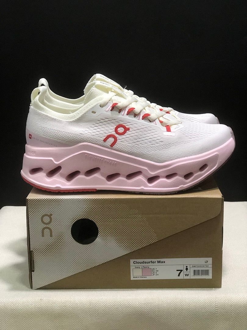 On Cloudsurfer Max Sneakers in Ivory Pink - product image from the listing.