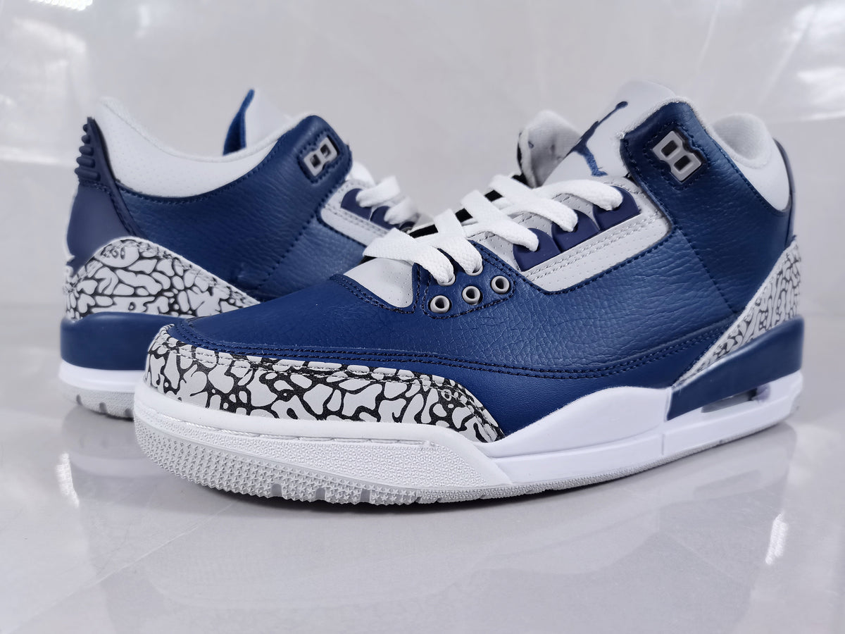 Air Jordan 3 Retro Sneakers in Blue and Grey - product image from the listing.