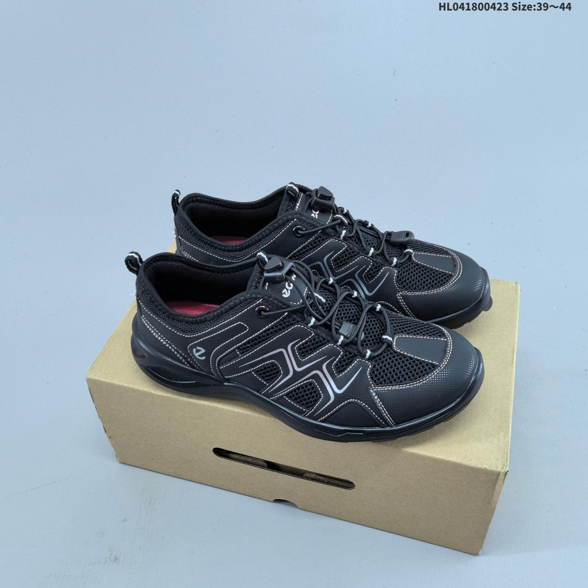 ECCO Black Mesh Lace-Up Casual Trainers - product image from the listing.