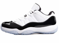 Jordan 11 Concord Low Sneakers in White and Black 528895-153 - product image from the listing.