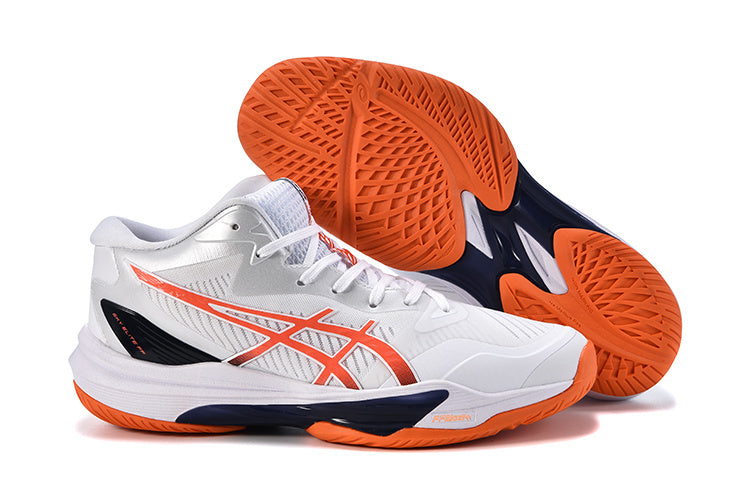ASICS Sky Elite FF MT 3 Volleyball Shoes in White Orange - product image from the listing.