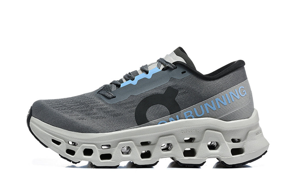 On Cloudmonster 3 Running Shoes, in Gray Black Blue - product image from the listing.