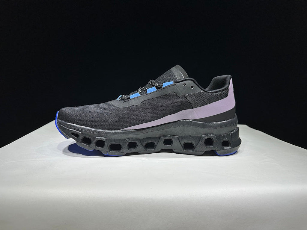 On Cloudmonster Cloud X Sneakers in Black Purple Blue - product image from the listing.