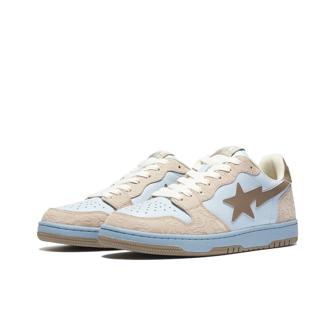 Light Blue and Beige BAPE SK8 STA Sneakers - product image from the listing.