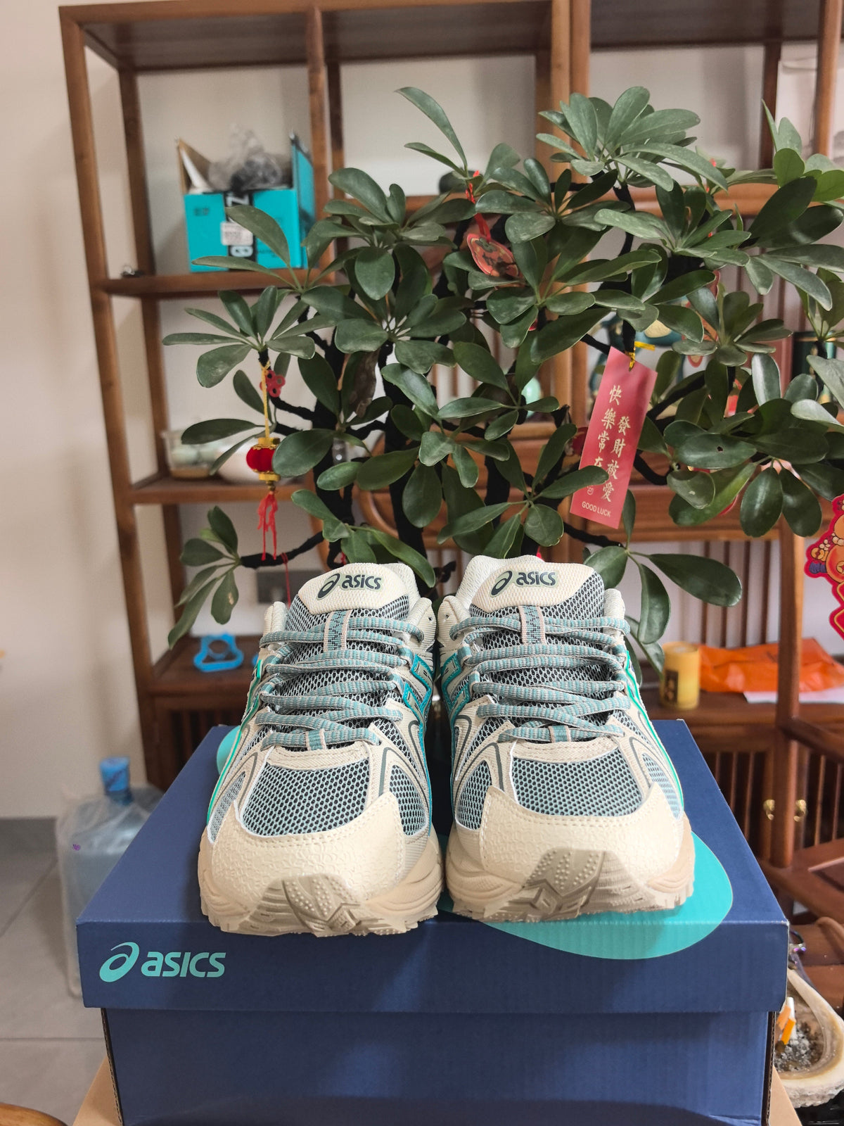 ASICS K4 Sneakers in Gray, in Cream and Teal - product image from the listing.