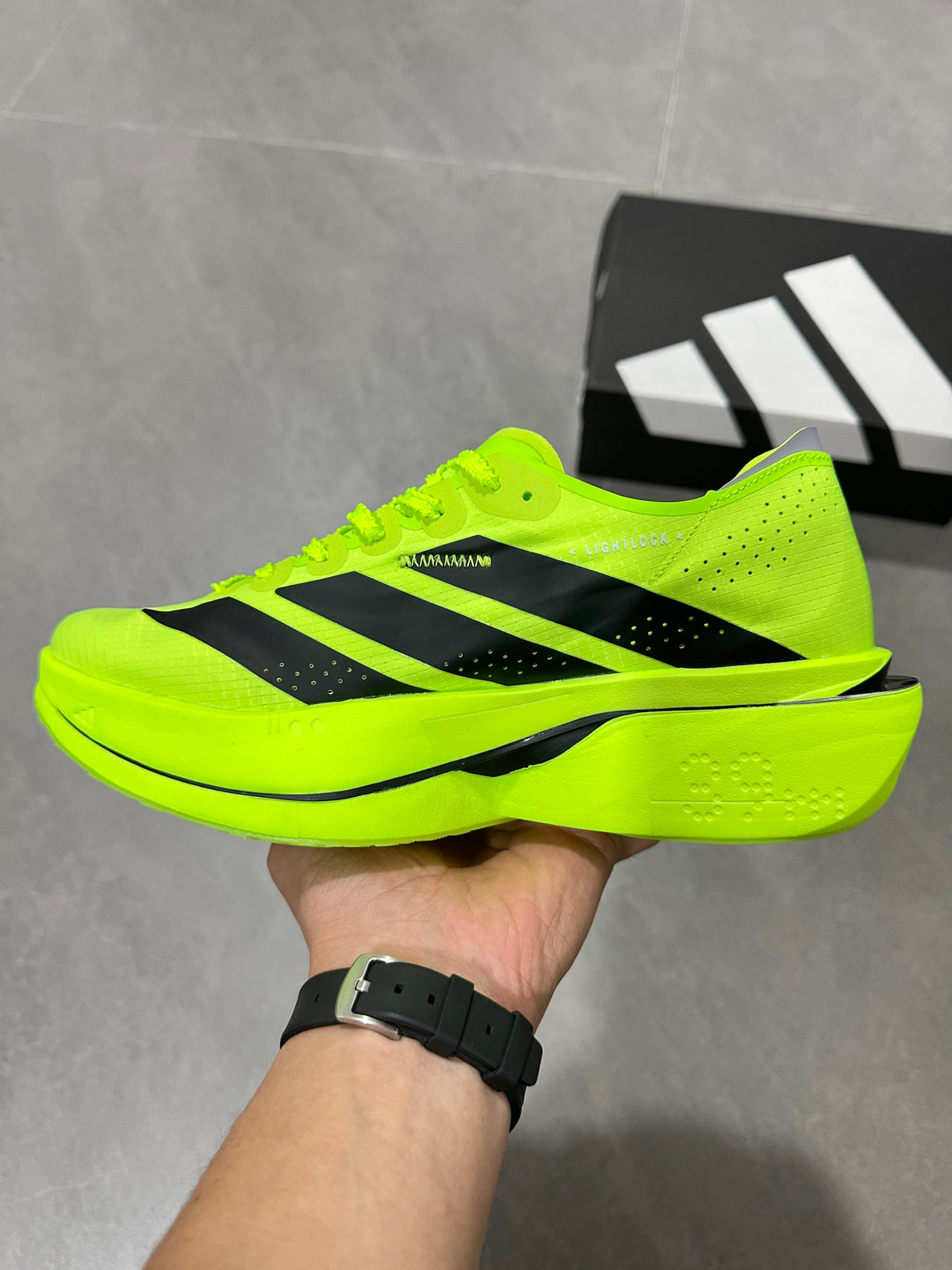 Adidas Lightstrike Pro Running Shoes in Neon in Yellow and Black KI8297 - product image from the listing.
