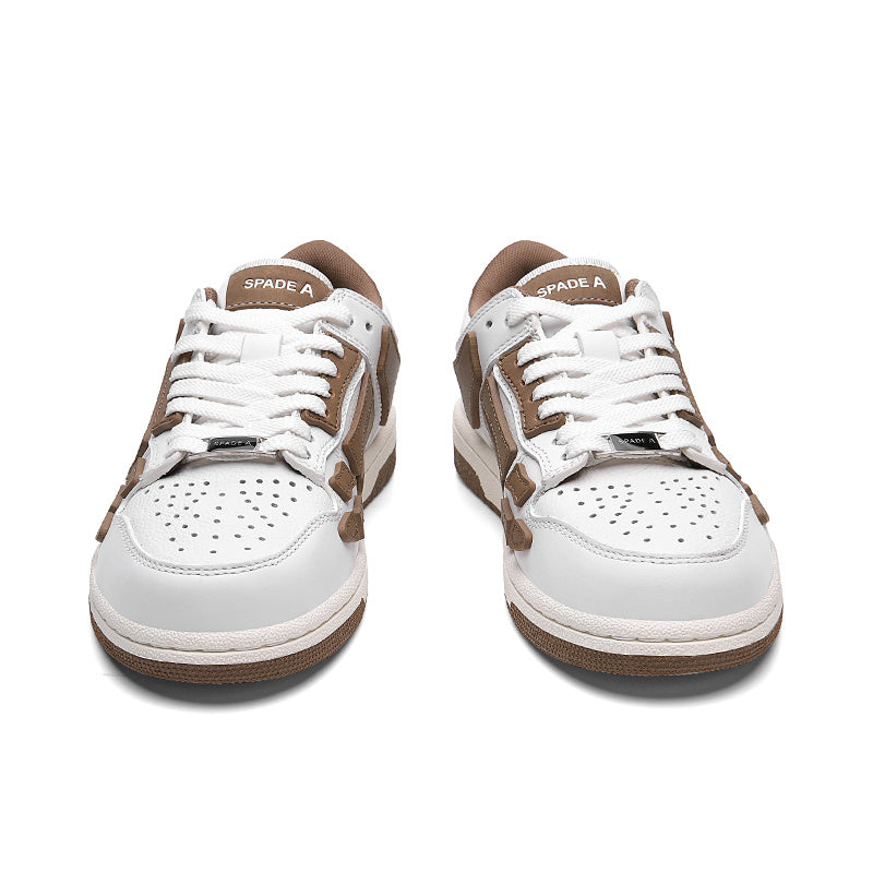 White and Brown Spade A Low-Cut Sneakers MFS003-126 - product image from the listing.