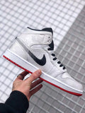 Air Jordan 1 Mid Edison Chen White Black Gold Sneakers - product image from the listing.