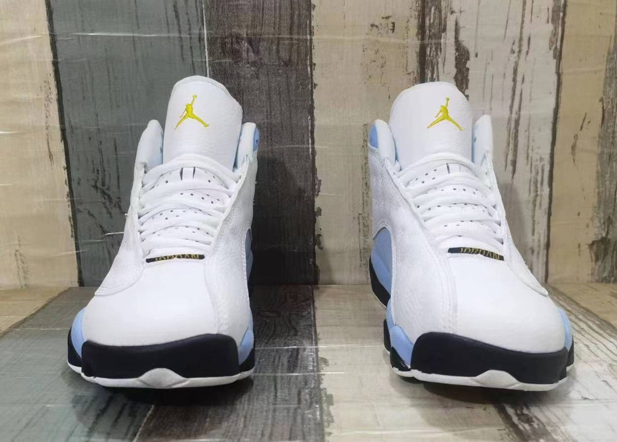 Men's Air Jordan 13 Sneakers - White & Moon Yellow - product image from the listing.