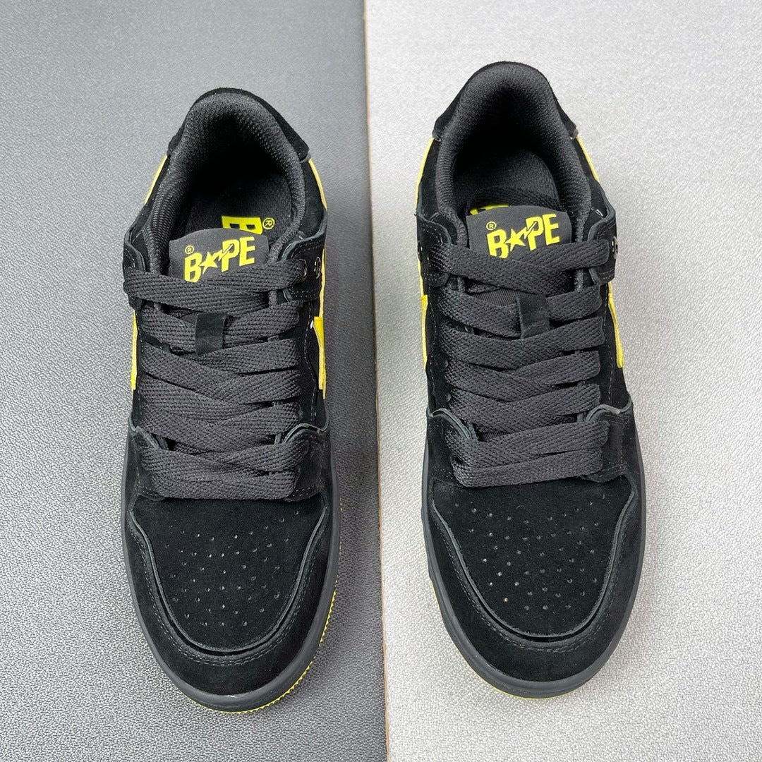A Bathing Ape SK8 Sta Sneakers in Black Yellow - product image from the listing.