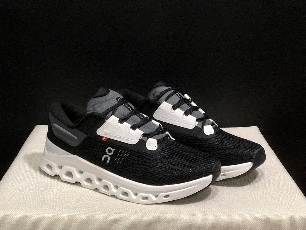 On Cloudstratus 3 Running Shoes, in Black and White - product image from the listing.
