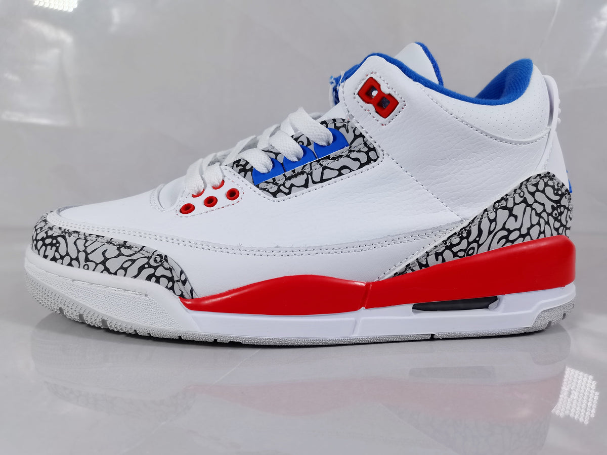 Jordan 3 Retro Sneakers in White Red Blue - product image from the listing.
