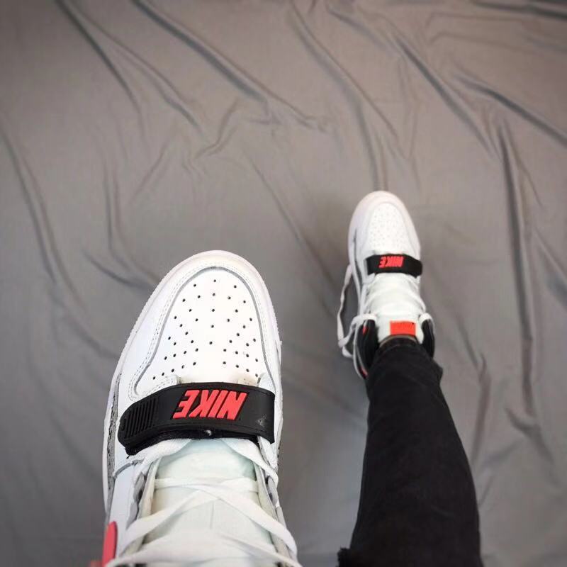 Jordan Legacy 312 Basketball Shoes in White Black Red - product image from the listing.