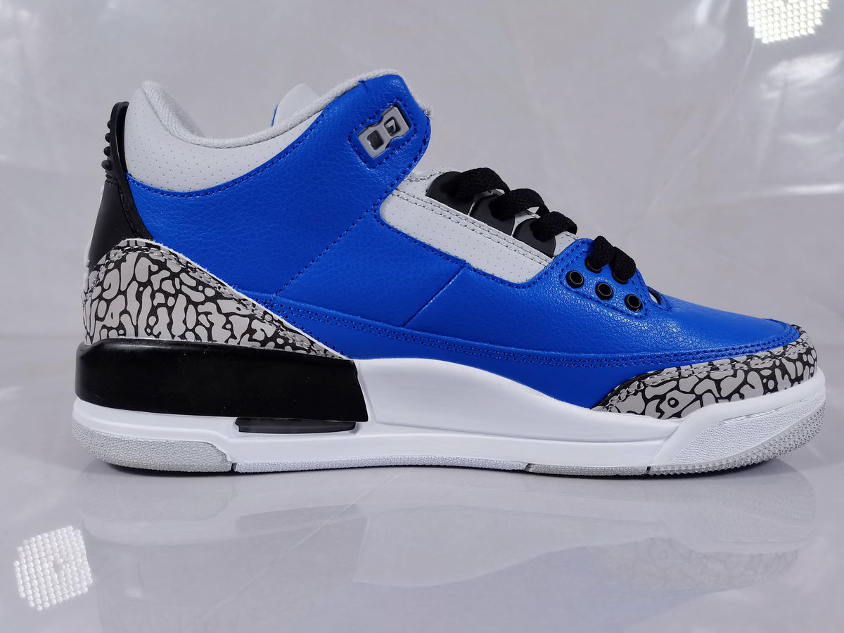 Air Jordan 3 Retro Blue Black and White Sneakers - product image from the listing.