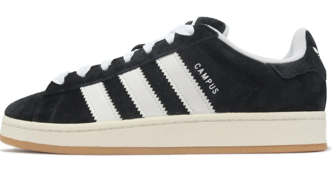 "Black / White / Gum" adidas Campus 00s (HQ8708) - product image from the listing.