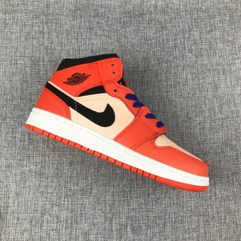 Air Jordan 1 Mid GS Sneakers in Pink and Orange - product image from the listing.